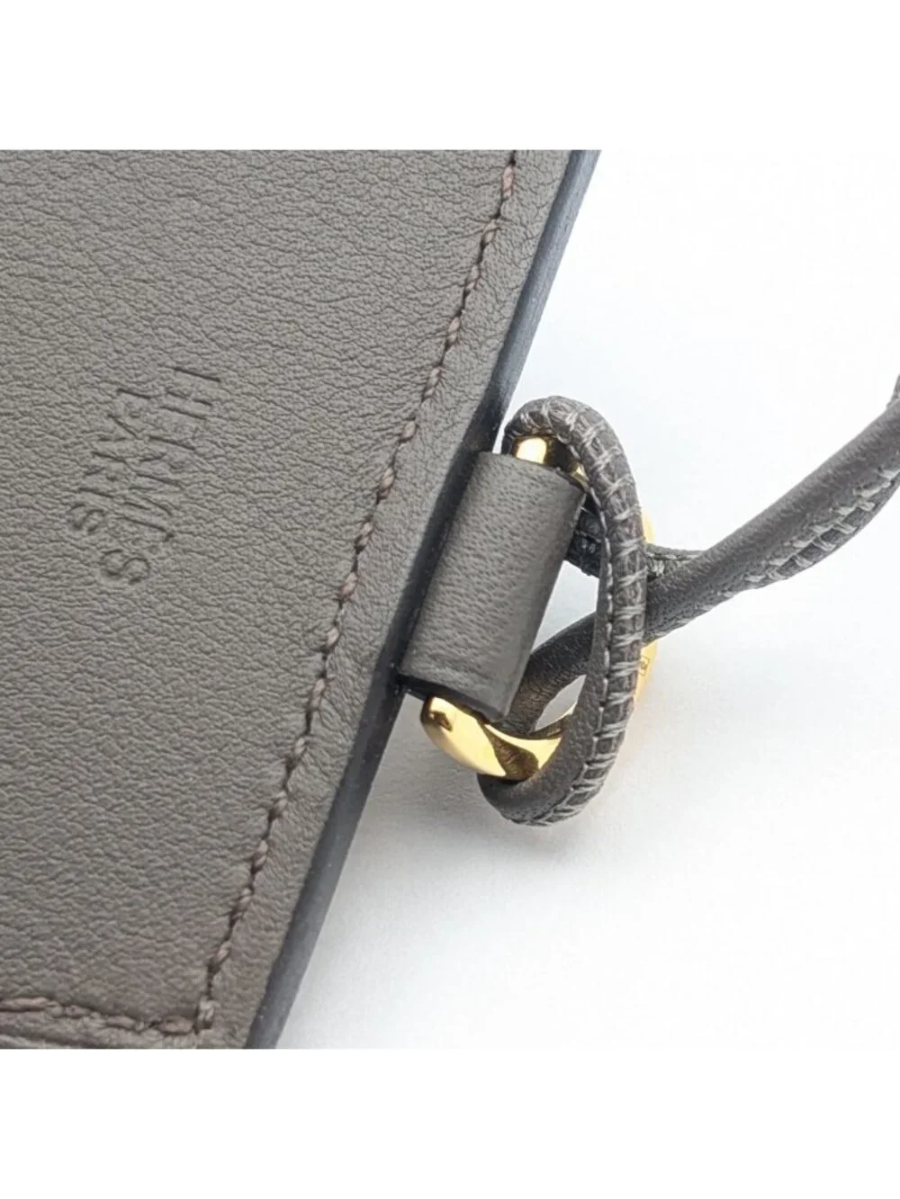 Hermes Montpetit Kelly GM Etain Leather Gray Gold Bag Motif Necklace
